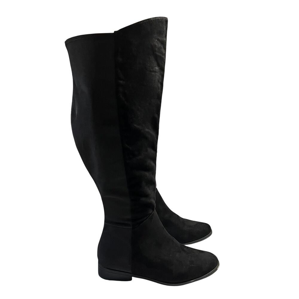 Lane Bryant OTK Suede Flat Boots Size 8W Over the Knee Wide Calf Preppy Classic